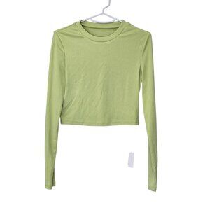 Green Long Sleeve Crop Top NWT Size Medium Shirt
